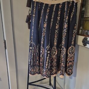 Magic Charcoal Maxi Skirt with Peach Floral Trim